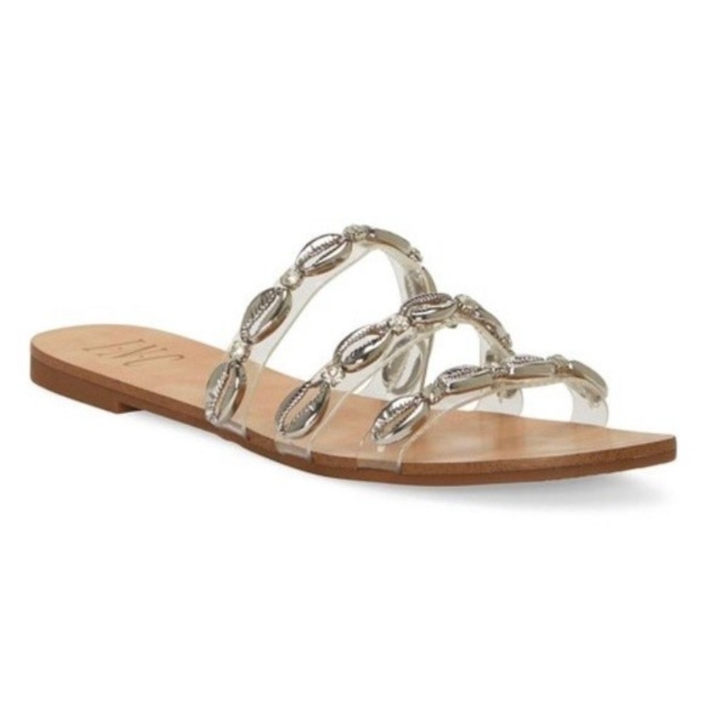 INC International Concepts Clear Jeweled Triple-Strap Flat Sandal